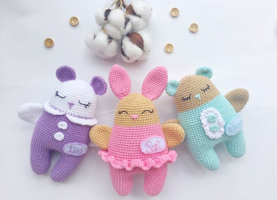 PATTERN 3 in 1 Crochet bunny bear mouse Amigurumi plush pattern Amigurumi animals Kawaii crochet gift Tiny crochet animals Crochet doll pdf