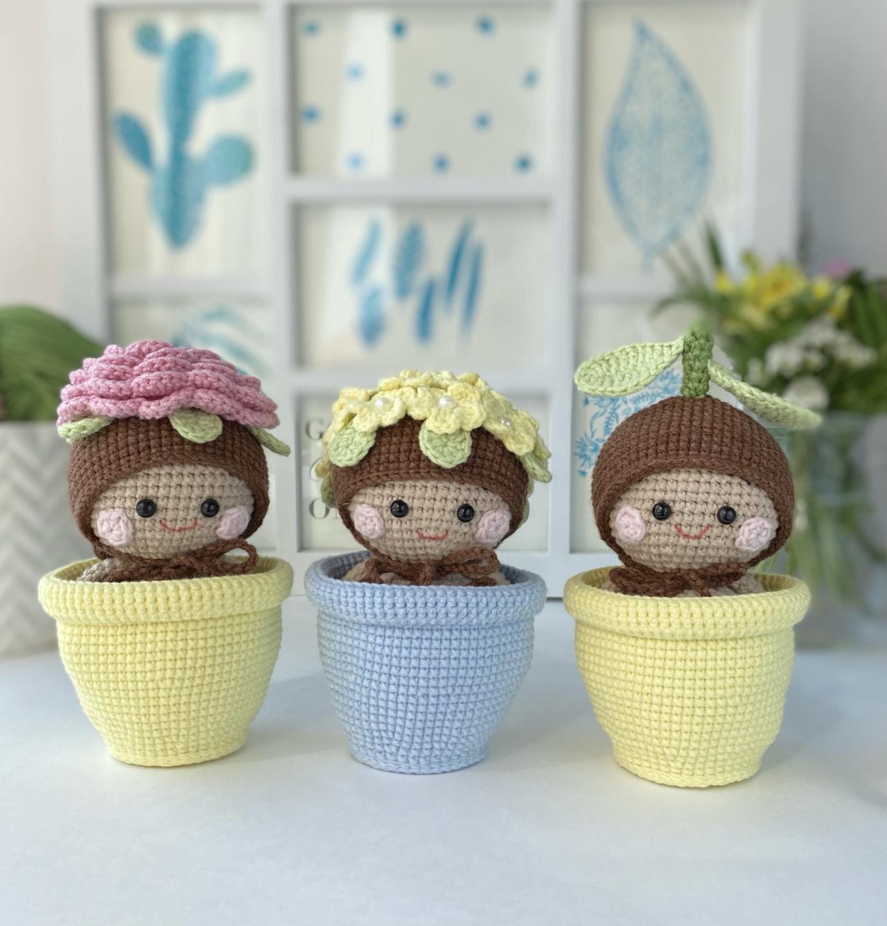Pattern Crochet Plant Seed Amigurumi Plush Toy Pattern Crochet Doll Pattern  Potted Crochet Rose Amig on Luulla