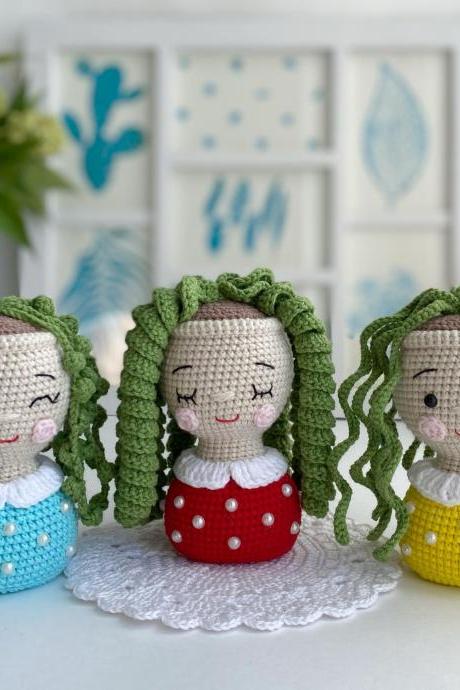 Pattern Crochet Flower Girl Amigurumi Plush Plant Crochet Toy String Of Pearls Succulent English Pattern Flower In Pot Crochet Pot Holder