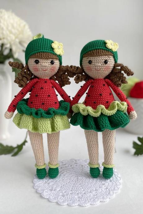PATTERN Watermelon crochet doll Amigurumi doll Amigurumi plush pattern Crochet toy pattern Crochet lovey Handmade fairy doll Halloween plush